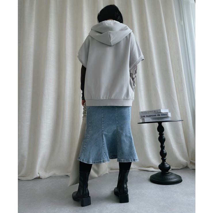オリジナル英文字刺繍半袖オーバーサイズパーカー | aimoha  | 詳細画像6 