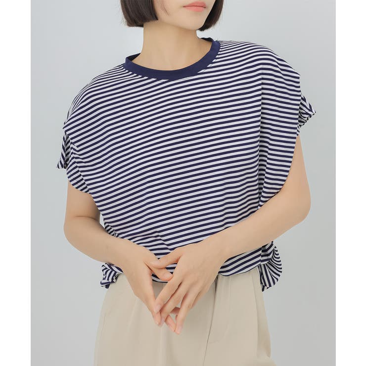 ネイビー | ショルダータック半袖Tシャツプルオーバー | aimoha 