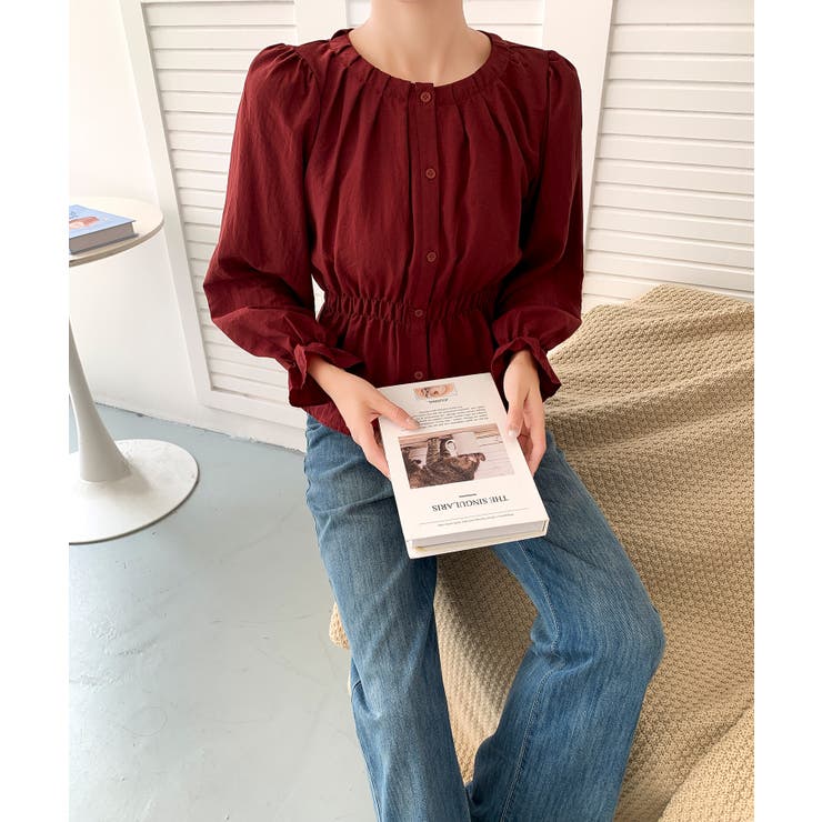 【BANICO】ウエストギャザー フリル袖 シャツブラウス | aimoha  | 詳細画像17 