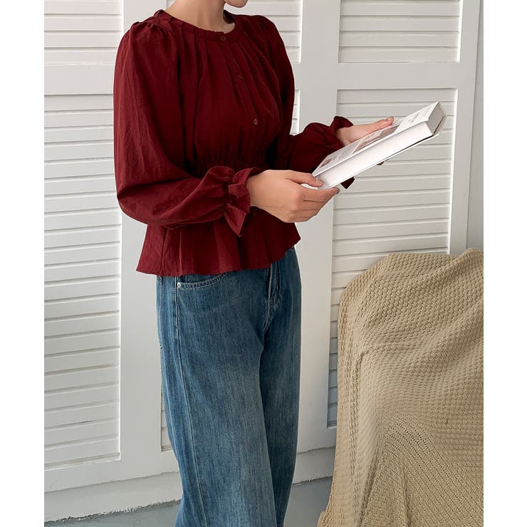 【BANICO】ウエストギャザー フリル袖 シャツブラウス | aimoha  | 詳細画像19 