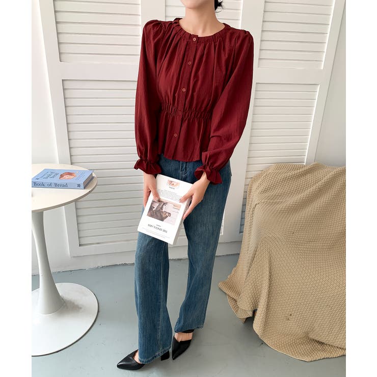 【BANICO】ウエストギャザー フリル袖 シャツブラウス | aimoha  | 詳細画像18 