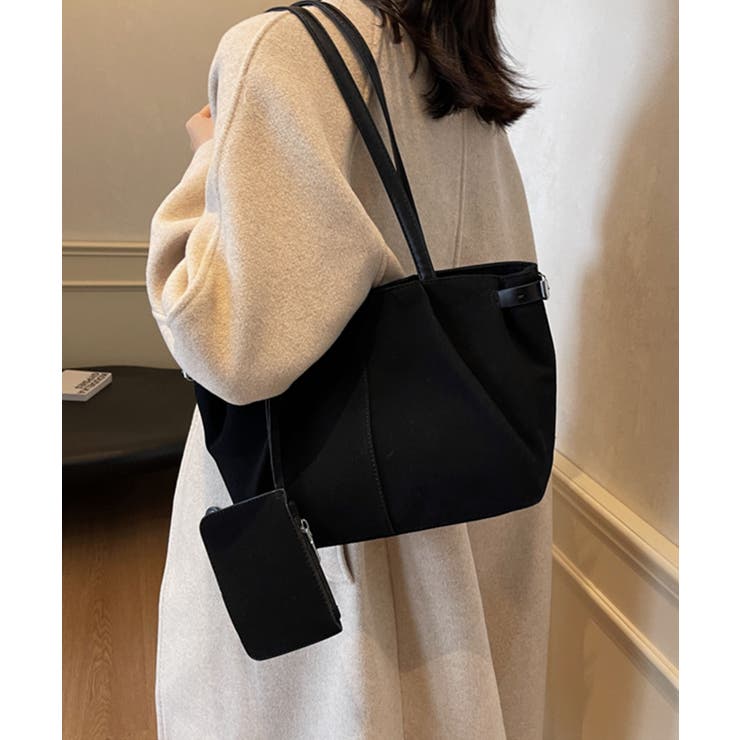 スエード調 ポーチ付き トートバッグ | aimoha  | 詳細画像3 