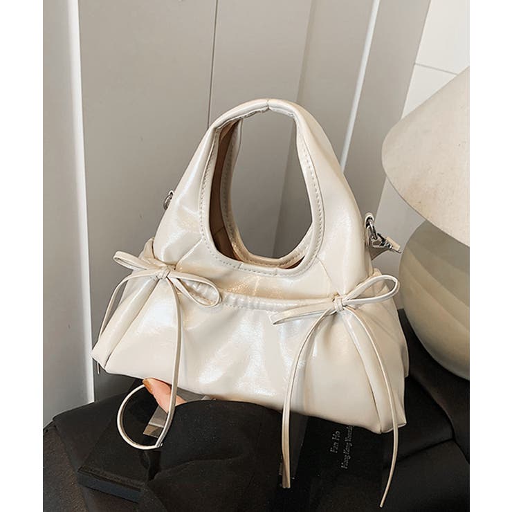 アイボリー | HOOK for girls 2WAY リボンデザイン フェイクレザー バッグ | HOOK
