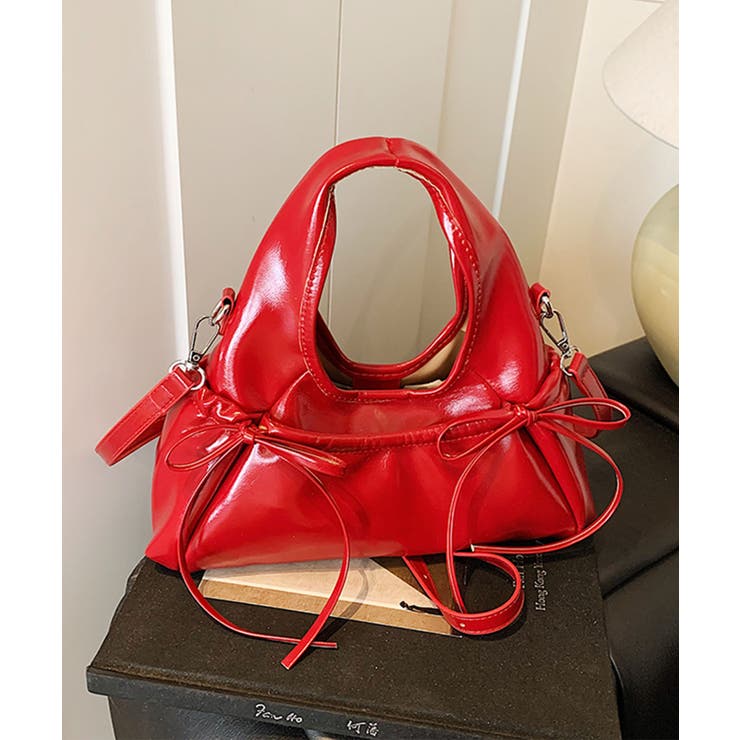 レッド | HOOK for girls 2WAY リボンデザイン フェイクレザー バッグ | HOOK