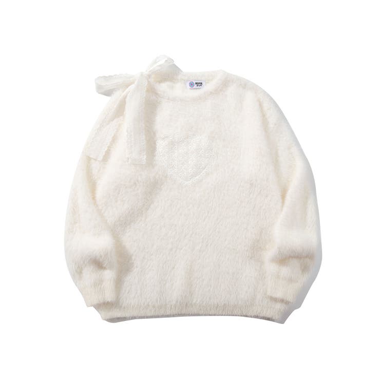 ホワイト | HOOK for girls レースハートゆるニットプルオーバー | HOOK