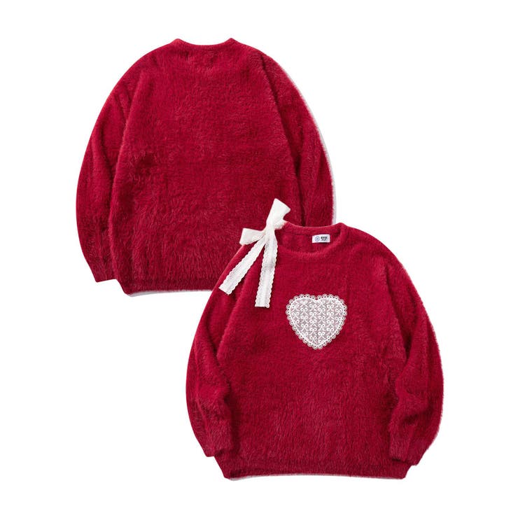 HOOK for girls レースハートゆるニットプルオーバー | HOOK | 詳細画像2 