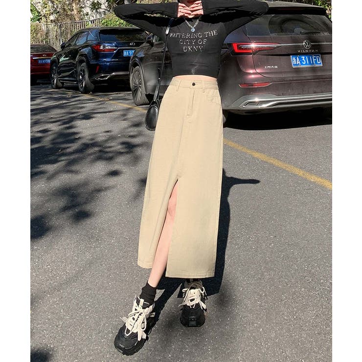 【BANICO】フロントスリットデニムスカート | aimoha  | 詳細画像1 