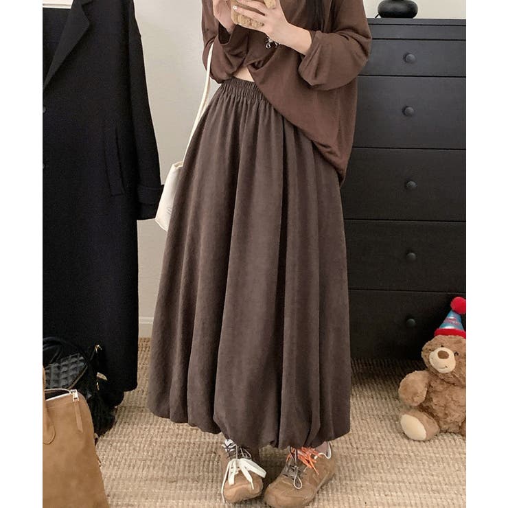 コーヒー | コーデュロイバルーンロングスカート | aimoha 