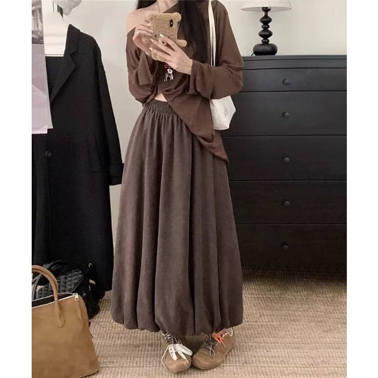 コーデュロイバルーンロングスカート | aimoha  | 詳細画像1 