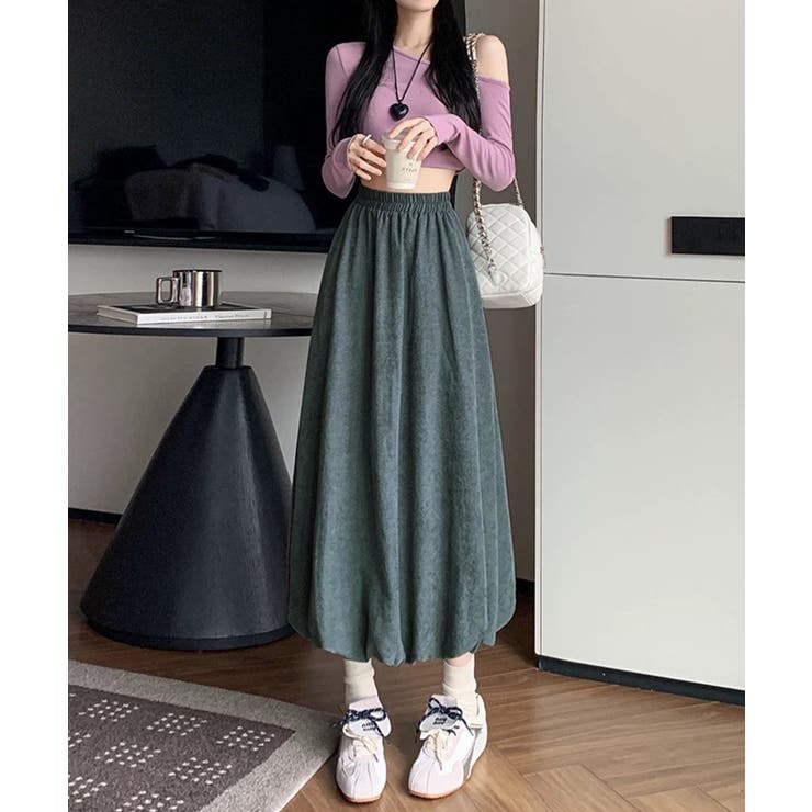 ダークグレー | コーデュロイバルーンロングスカート | aimoha 