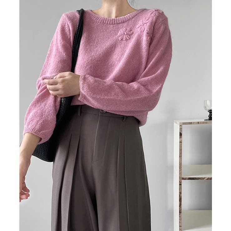 フラワー刺繍セーター 韓国 ライク | aimoha  | 詳細画像2 