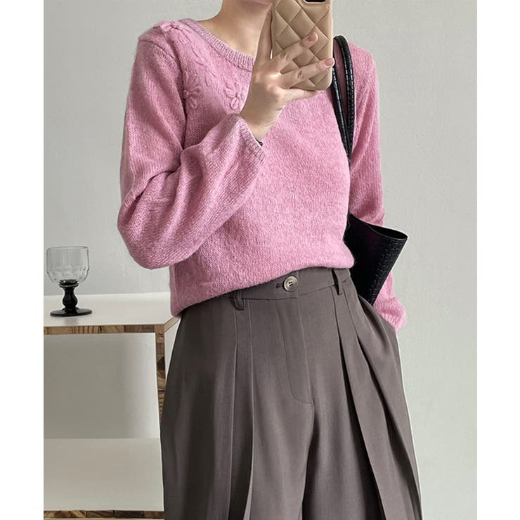 フラワー刺繍セーター 韓国 ライク | aimoha  | 詳細画像4 