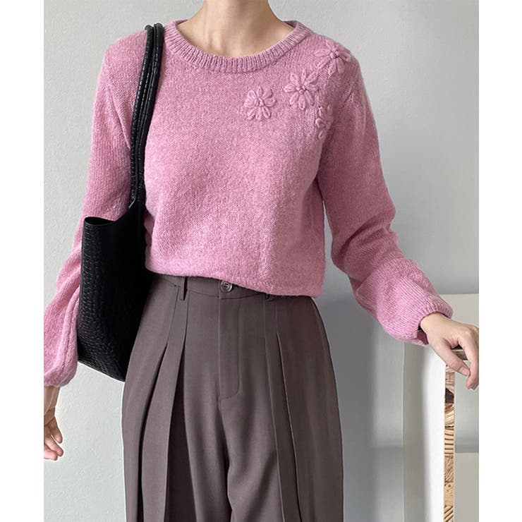 フラワー刺繍セーター 韓国 ライク | aimoha  | 詳細画像5 
