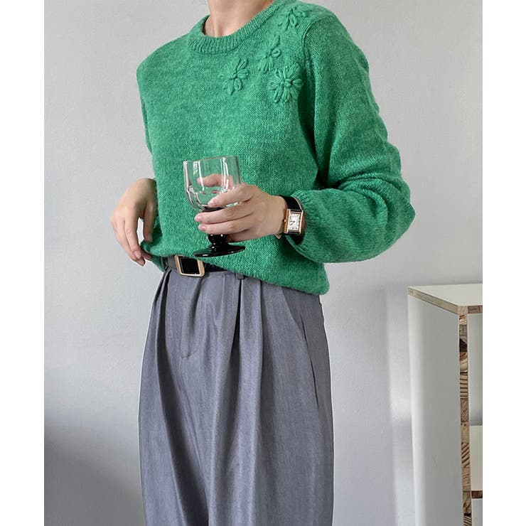 フラワー刺繍セーター 韓国 ライク | aimoha  | 詳細画像7 
