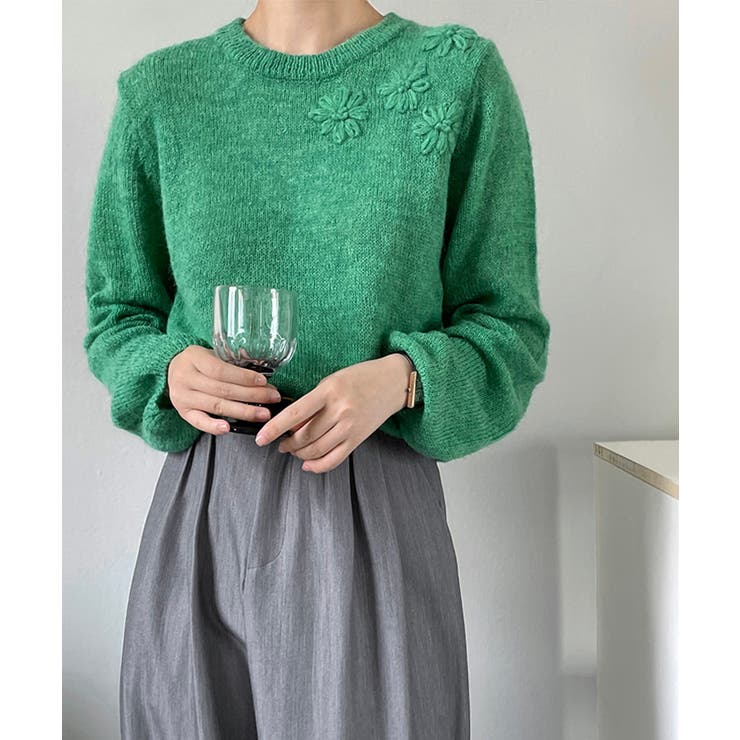 フラワー刺繍セーター 韓国 ライク | aimoha  | 詳細画像9 