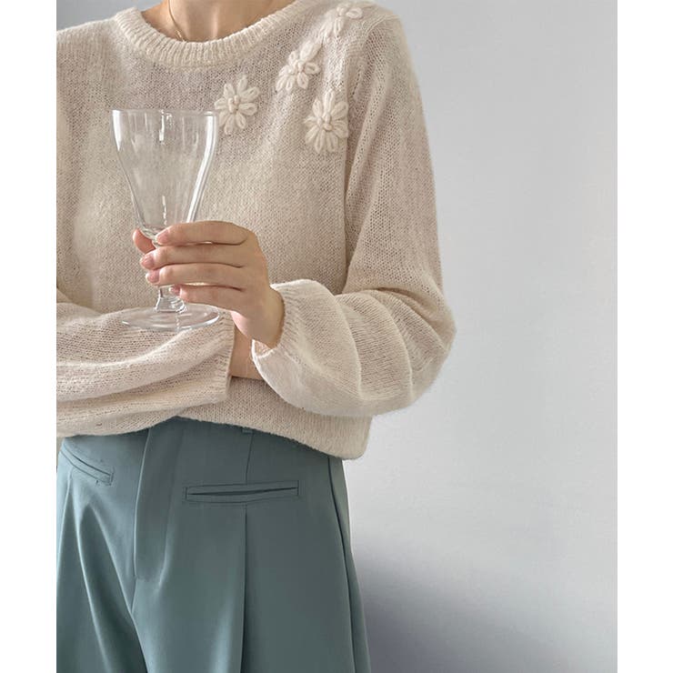 フラワー刺繍セーター 韓国 ライク | aimoha  | 詳細画像14 