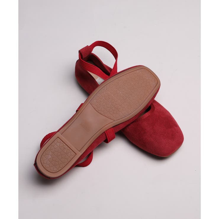shoes365】スエード素材のクロスストラップバレエシューズ[品番