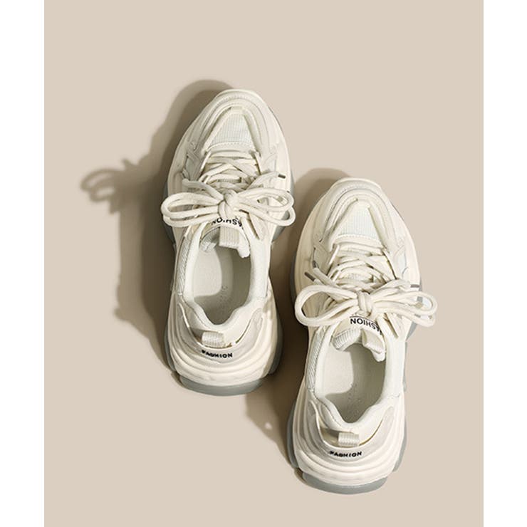 shoes365】ダブル紐デザイン厚底メッシュスニーカー[品番