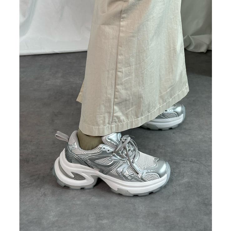 【shoes365】パッチワークデザイン厚底メッシュスニーカー | aimoha  | 詳細画像2 