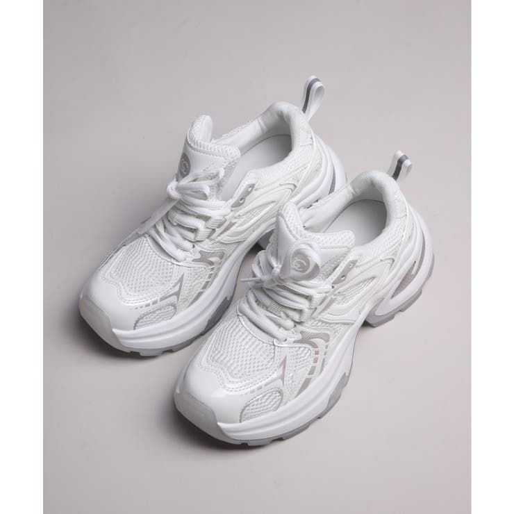 shoes365】パッチワークデザイン厚底メッシュスニーカー[品番
