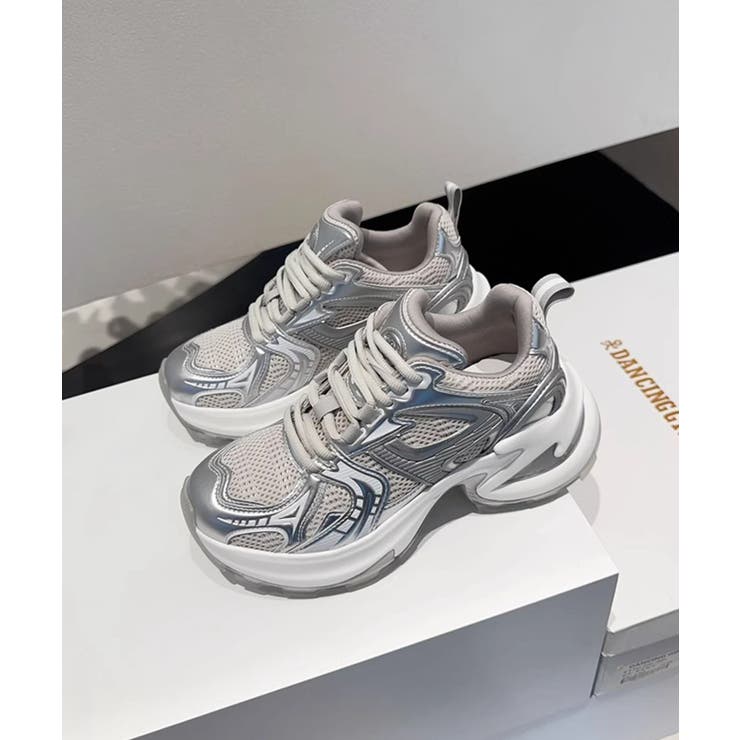 【shoes365】パッチワークデザイン厚底メッシュスニーカー | aimoha  | 詳細画像3 