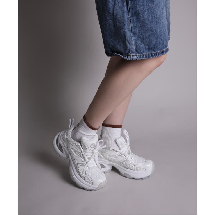 shoes365】パッチワークデザイン厚底メッシュスニーカー[品番