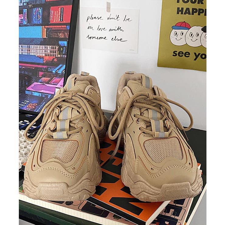 【shoes365】パッチワーク凹凸感厚底スニーカー | aimoha  | 詳細画像1 