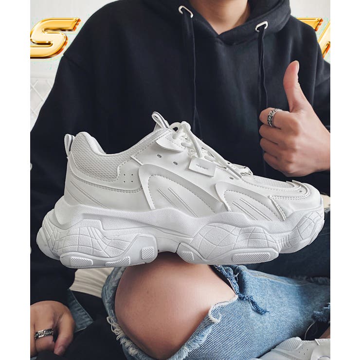 【shoes365】パッチワーク凹凸感厚底スニーカー | aimoha  | 詳細画像3 