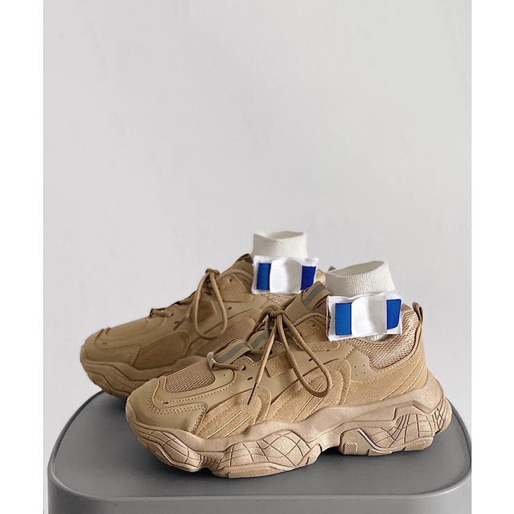 【shoes365】パッチワーク凹凸感厚底スニーカー | aimoha  | 詳細画像4 