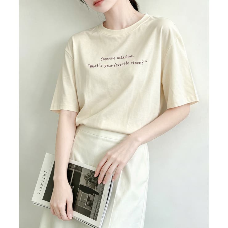 オフホワイト | メッセージプリントTシャツ | aimoha 