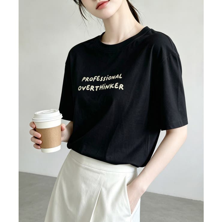 ブラック | カジュアルロゴプリントTシャツ | aimoha 