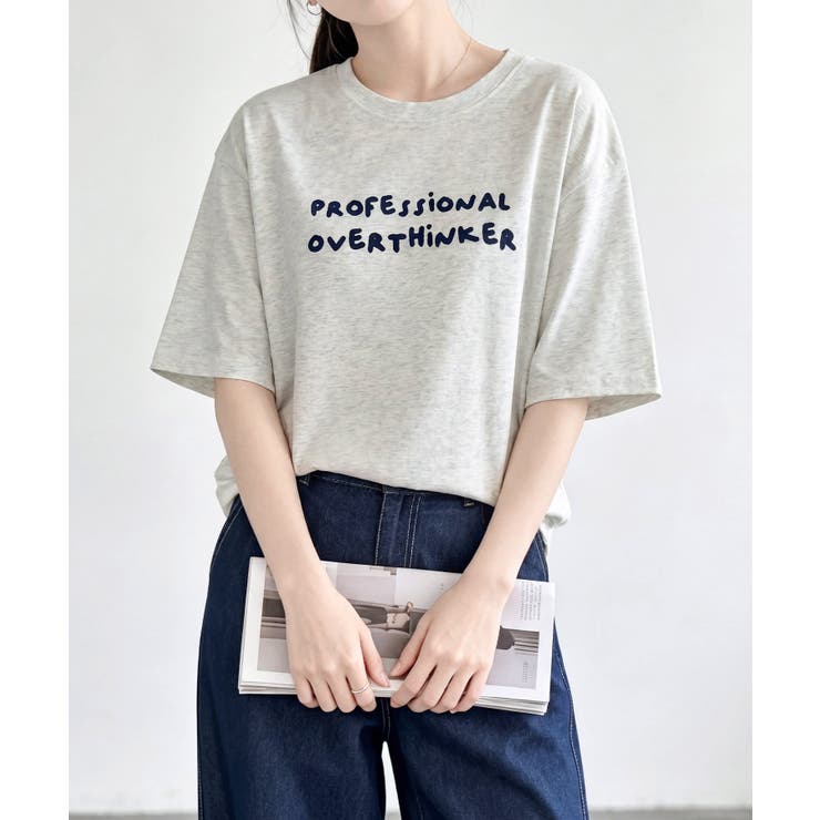 ライトグレー | カジュアルロゴプリントTシャツ | aimoha 