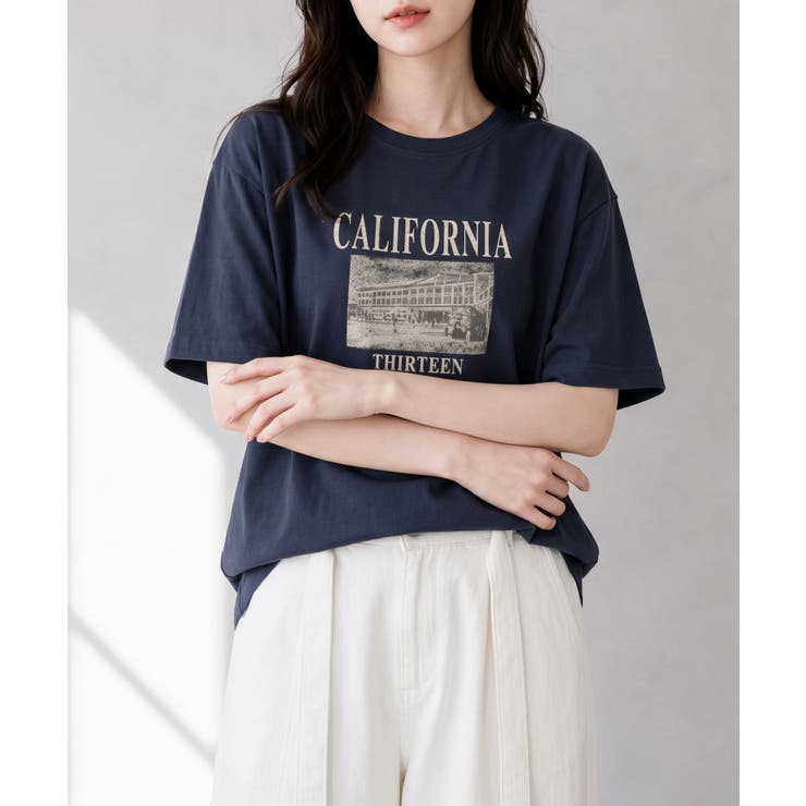 ネイビー | ヴィンテージ風ロゴTシャツ | aimoha 