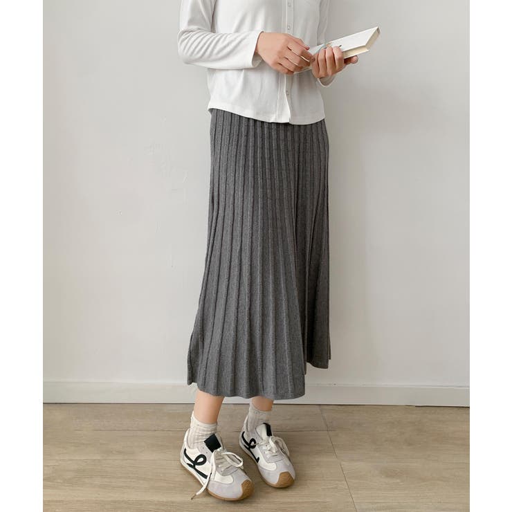 プリーツニットロングスカート | aimoha  | 詳細画像4 