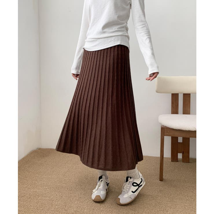 プリーツニットロングスカート | aimoha  | 詳細画像12 