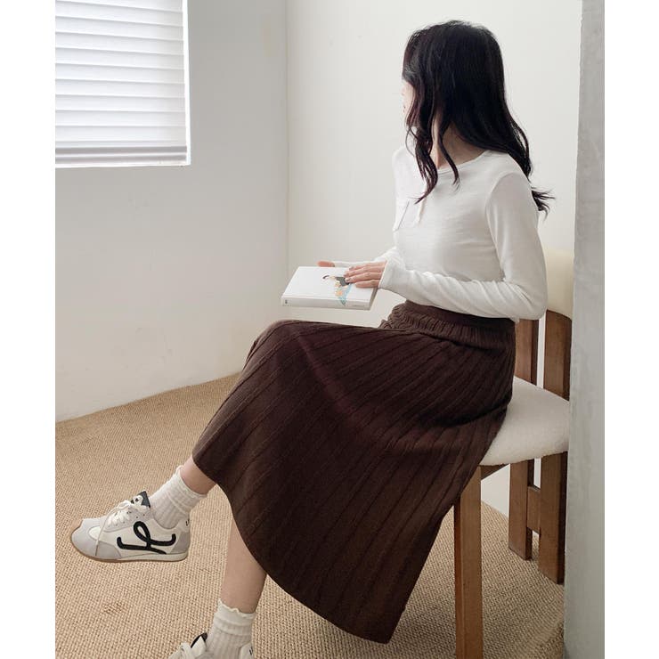 プリーツニットロングスカート | aimoha  | 詳細画像13 