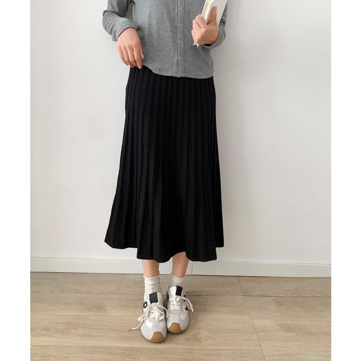 プリーツニットロングスカート | aimoha  | 詳細画像9 