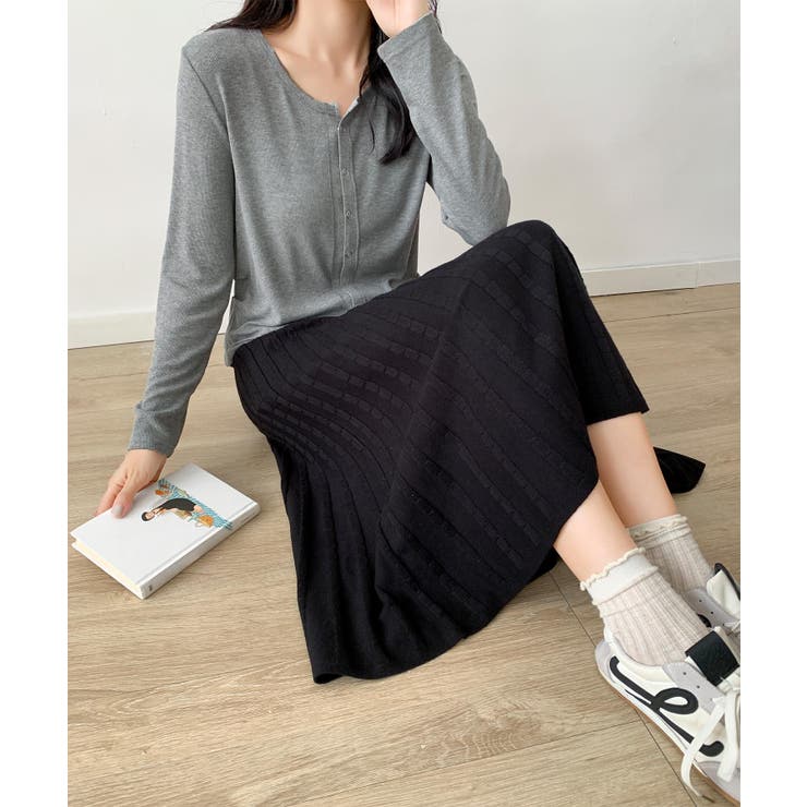 プリーツニットロングスカート | aimoha  | 詳細画像7 