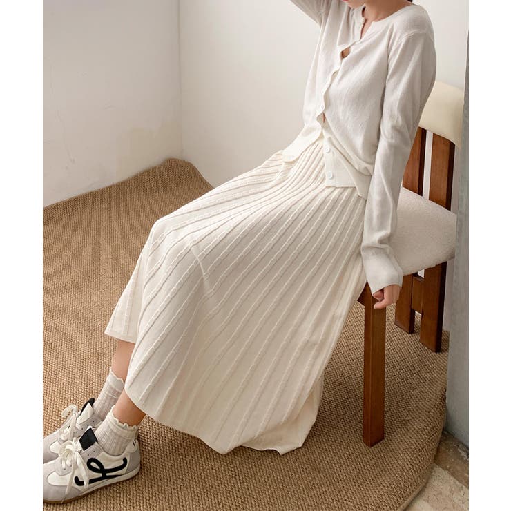 プリーツニットロングスカート | aimoha  | 詳細画像18 