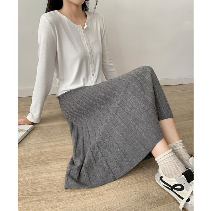 プリーツニットロングスカート | aimoha  | 詳細画像3 