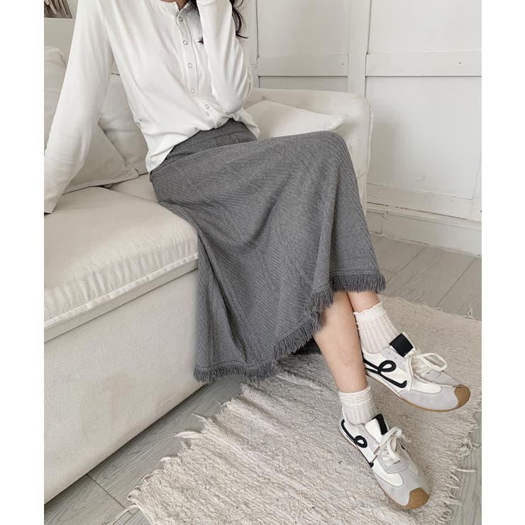 編み柄ニットロングスカート | aimoha  | 詳細画像4 