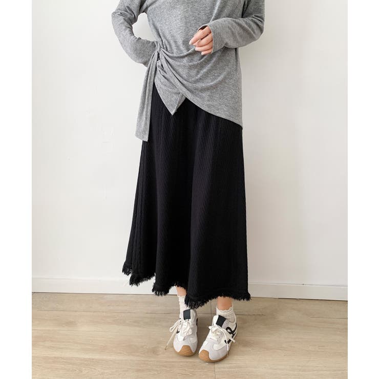 編み柄ニットロングスカート | aimoha  | 詳細画像8 
