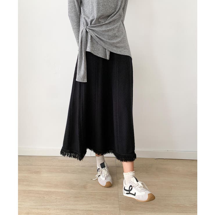 編み柄ニットロングスカート | aimoha  | 詳細画像12 