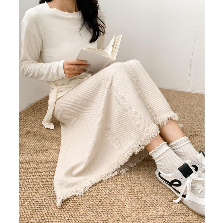 編み柄ニットロングスカート | aimoha  | 詳細画像14 