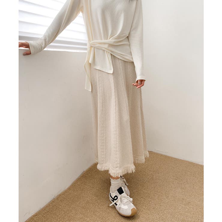 編み柄ニットロングスカート | aimoha  | 詳細画像13 