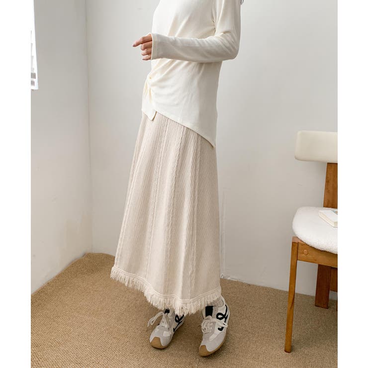 編み柄ニットロングスカート | aimoha  | 詳細画像15 