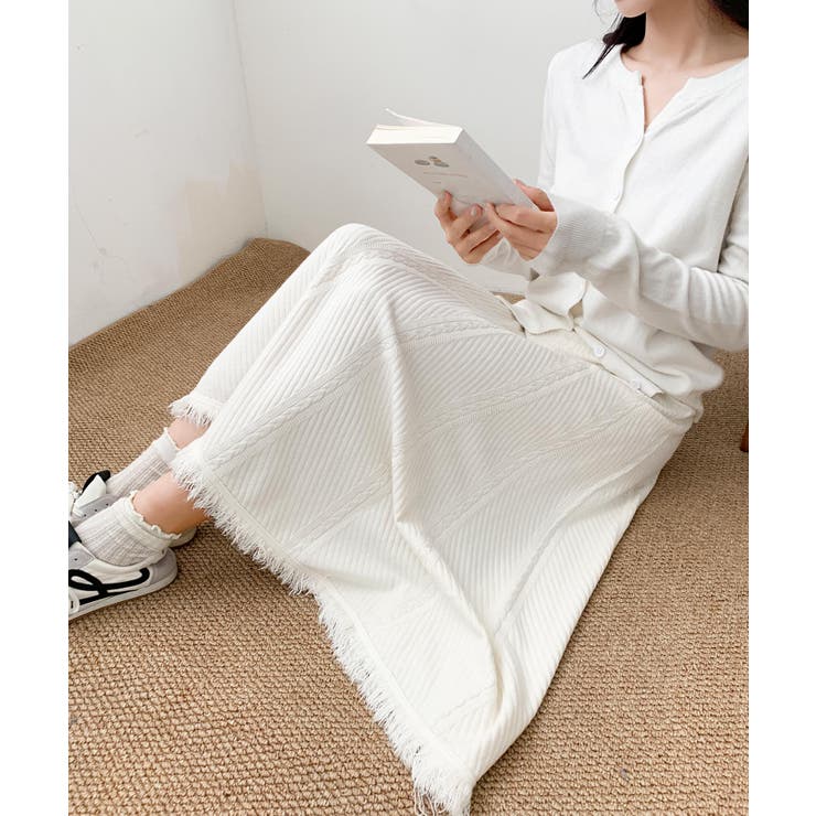 編み柄ニットロングスカート | aimoha  | 詳細画像21 