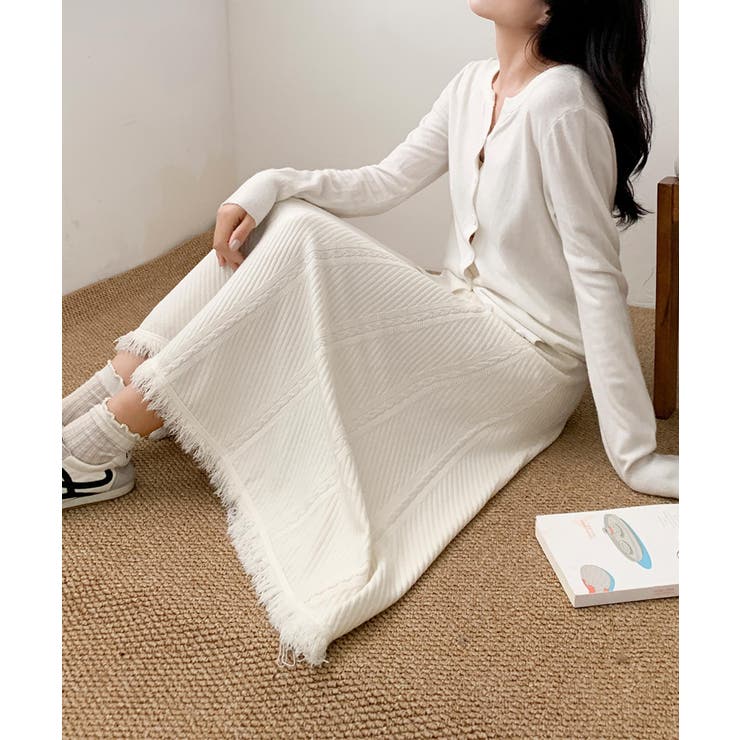 編み柄ニットロングスカート | aimoha  | 詳細画像23 