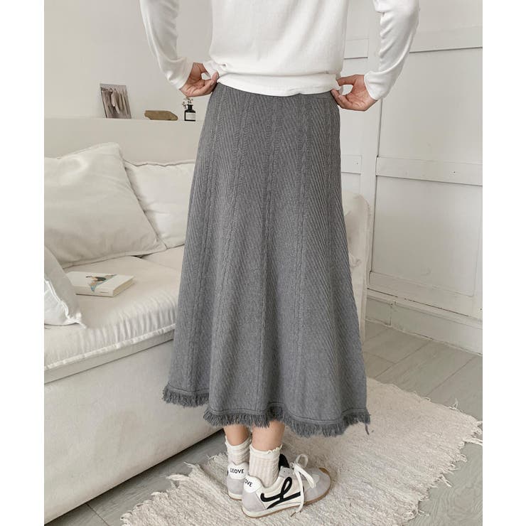 編み柄ニットロングスカート | aimoha  | 詳細画像3 