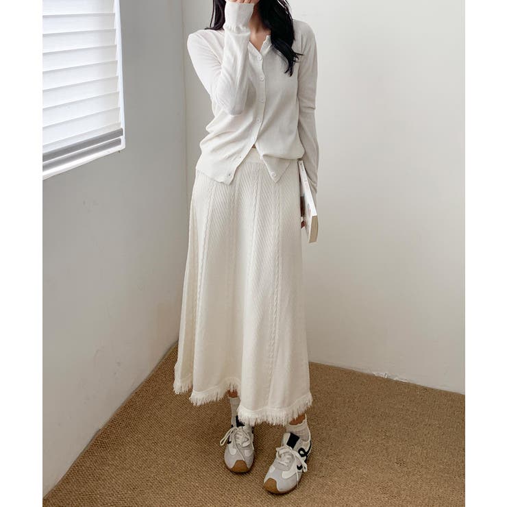 編み柄ニットロングスカート | aimoha  | 詳細画像18 